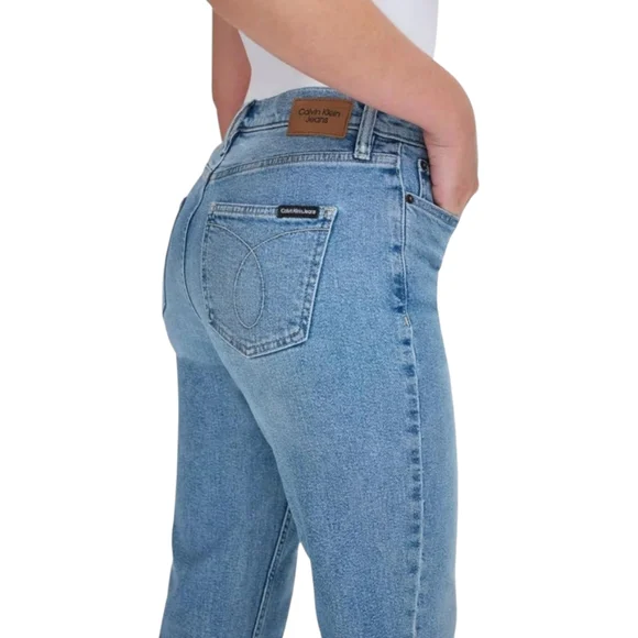 NWT Calvin Klein Women's Size 14 High Rise Straight Leg Light Blue Jeans - Picture 2 of 8